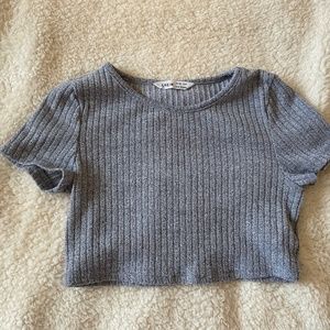 SHEIN Girls Youth Grey Ribbed Crop Top US 8Y